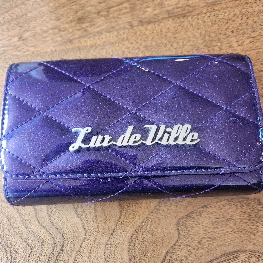 Lux De Ville Route 66 Purple Sparkle Tri Fold Wallet
